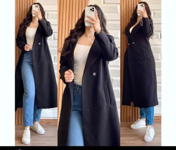 Stitched Ready To Wear *Hello Women's Winter Popular One Button Winter Collar Double Fleece Long Coat 1 Piece Women's Fashion